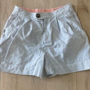 By Anthropologie Linen Cotton Blue and White Striped Shorts
